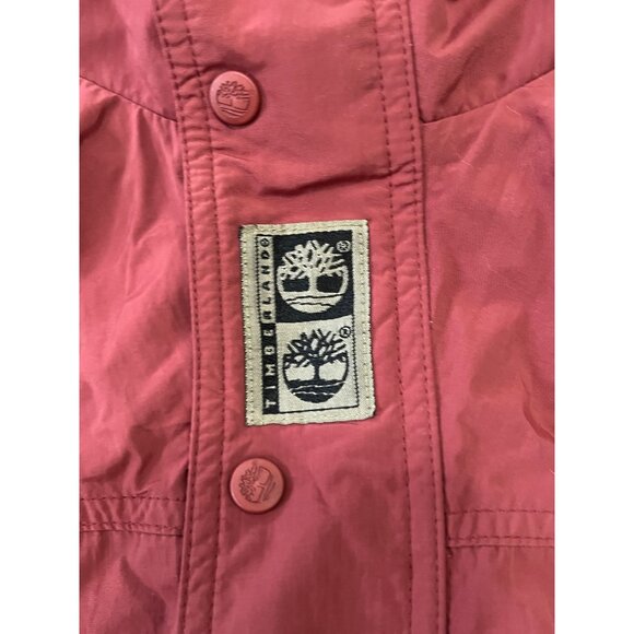 Timberland Jacket Red Full Zip Nylon Lightweight Coat Mens Large Vintage Y2K 90s - Picture 3 of 8